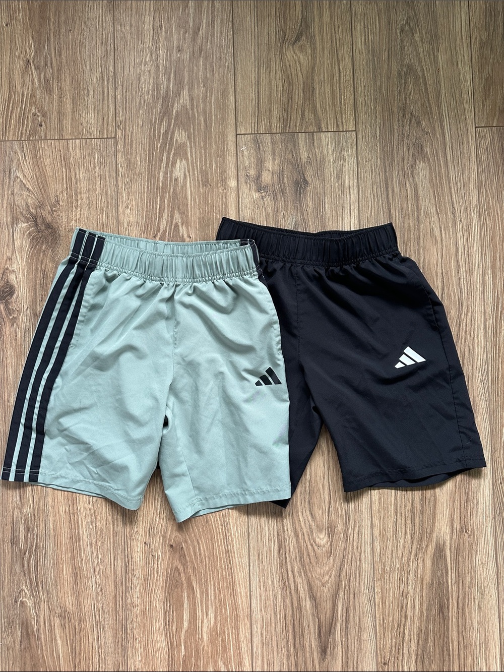 adidas Kids Black and Light Green Athletic Shorts 2-Pack- size boys medium 10/12